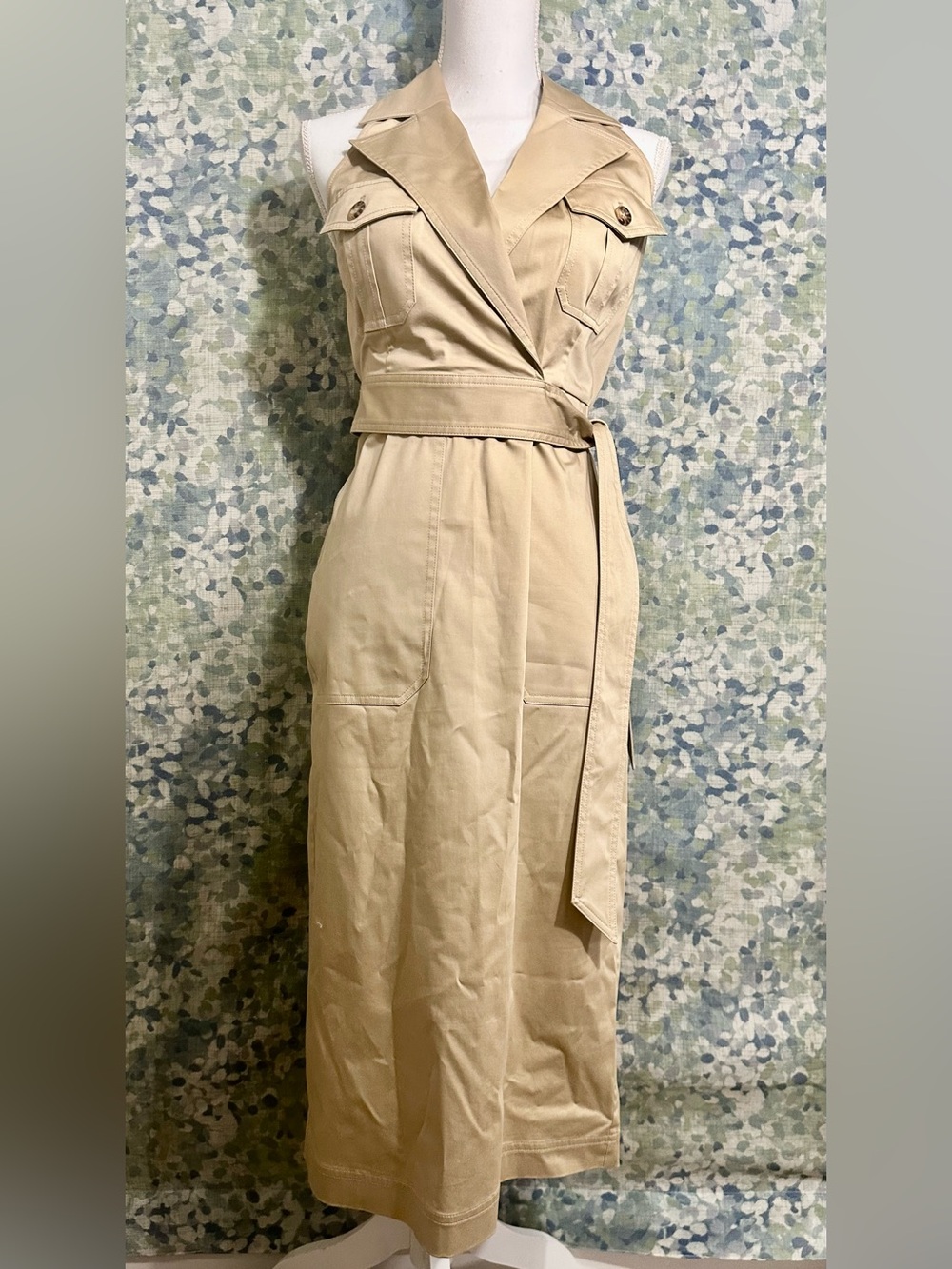 Veronica Beard Khaki Halter Trench Midi Dress Size 6